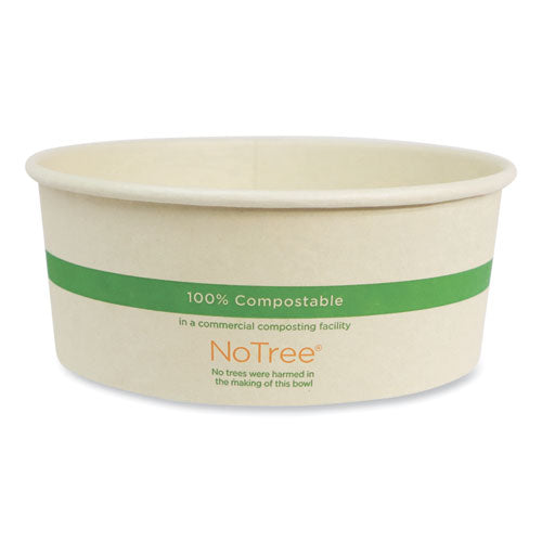 No Tree Wide Paper Bowls, 24 Oz, 5.9" Diameter X 2.4" H, Natural, Sugarcane, 300/carton