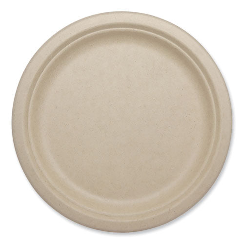Fiber Plates, Paper, 9.1" Dia, Natural, 1,000/carton