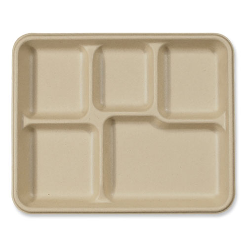 Fiber Trays, 5 Compartments, 8.5 X 10.24 X 1.01, Natural, Paper, 400/carton
