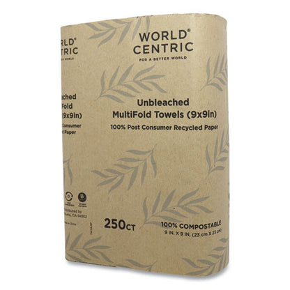 100% Pcw Recycled Paper Towels, 1-ply, 9 X 9, Natural, 250/pack, 16 Packs/carton