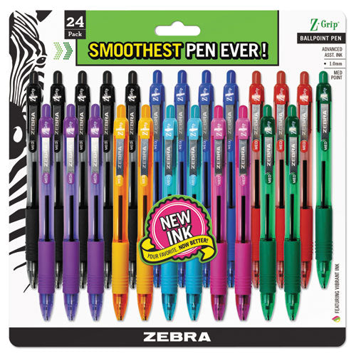 Z-grip Ballpoint Pen, Retractable, Medium 1 Mm, Assorted Business/artistic Ink And Barrel Colors, 24/pack