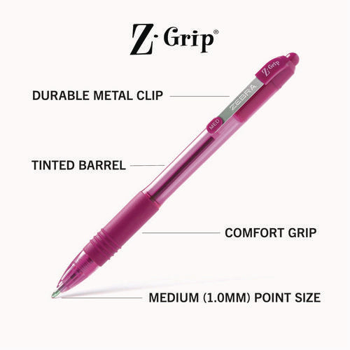 Z-grip Ballpoint Pen, Retractable, Medium 1 Mm, Assorted Business/artistic Ink And Barrel Colors, 24/pack