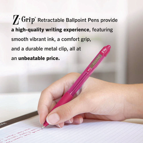 Z-grip Ballpoint Pen, Retractable, Medium 1 Mm, Assorted Business/artistic Ink And Barrel Colors, 24/pack