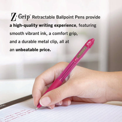Z-grip Ballpoint Pen, Retractable, Medium 1 Mm, Assorted Business/artistic Ink And Barrel Colors, 24/pack