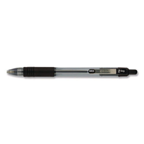 Z-grip Ballpoint Pen, Retractable, Medium, 1 Mm, Black Ink, Clear/black Barrel, 96/pack
