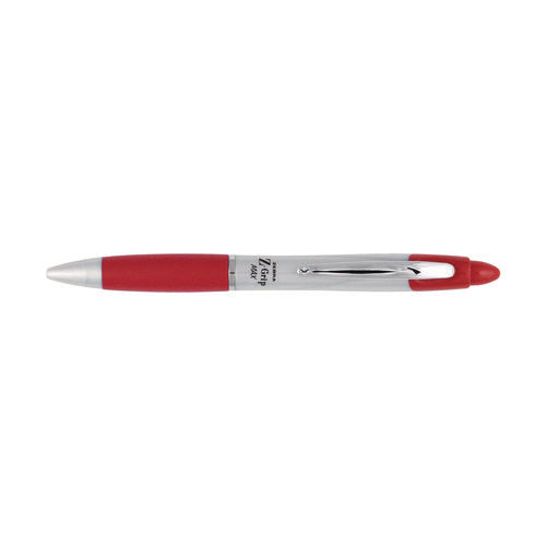 Z-grip Max Ballpoint Pen, Retractable, Medium 1 Mm, Red Ink, Silver/red Barrel, 12/pack