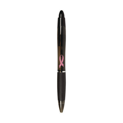 Z-grip Max Breast Cancer Awareness Ballpoint Pen, Retractable, Bold 1.2 Mm, Black Ink, Silver/black Barrel, 24/pack