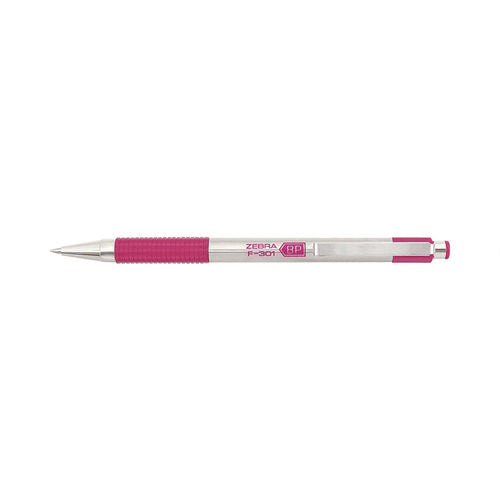 F-301 Breast Cancer Awareness Ballpoint Pen, Retractable, Fine 0.7 Mm, Black Ink, Stainless Steel/pink Barrel