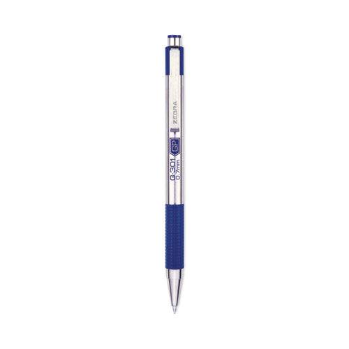 G-301 Gel Pen, Retractable, Medium 0.7 Mm, Blue Ink, Stainless Steel/blue Barrel, 2/pack