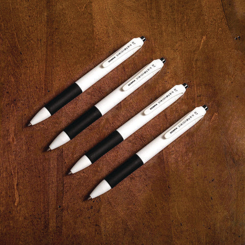 Sarasa Dry X1+ Gel Pen, Retractable, Medium 0.7 Mm, Black Ink, White/black Barrel, 12/pack