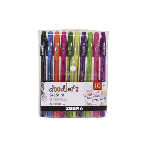 Doodler'z Gel Pen, Stick, Bold 1 Mm, Assorted Fashion/neon Ink And Barrel Colors, 10/pack