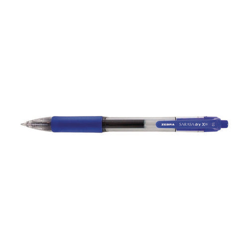Sarasa Dry Gel X20 Gel Pen, Retractable, Bold 1 Mm, Blue Ink, Clear/blue Barrel, 12/pack