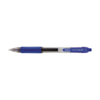 Sarasa Dry Gel X20 Gel Pen, Retractable, Bold 1 Mm, Blue Ink, Clear/blue Barrel, 12/pack