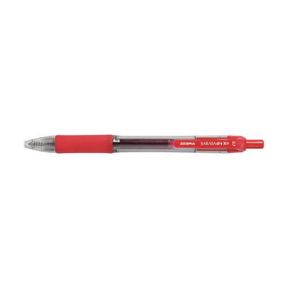 Sarasa Dry Gel X20 Gel Pen, Retractable, Medium 0.7 Mm, Red Ink, Clear/red Barrel, 12/pack