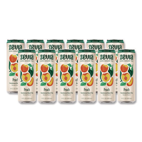 Zero Sugar Naturally Sweetened Black Tea, Peach Black Tea, 12 Oz Can, 12/carton