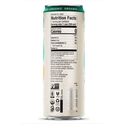 Zero Sugar Naturally Sweetened Black Tea, Peach Black Tea, 12 Oz Can, 12/carton