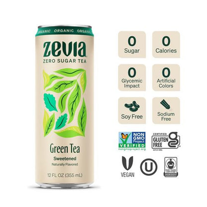 Zero Sugar Naturally Sweetened Green Tea, 12 Oz Can, 12/carton