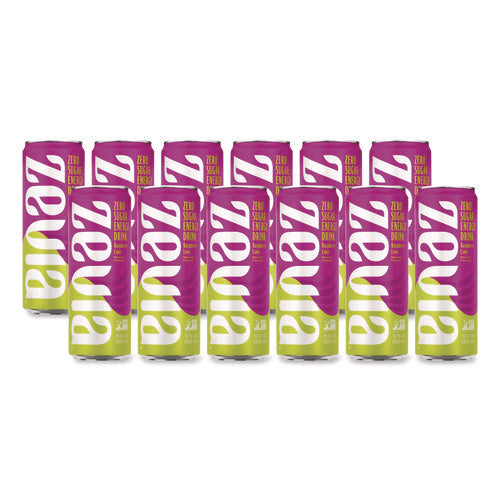 Zero Sugar Naturally Sweetened Energy Drink, Raspberry Lime, 12 Oz Can, 12/carton